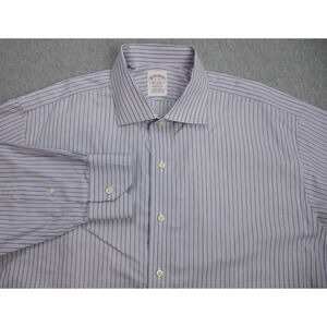 Brooks Brothers Shirt Mens Size 17 - 35 Striped 100% Supima Cotton Long Sleeve
